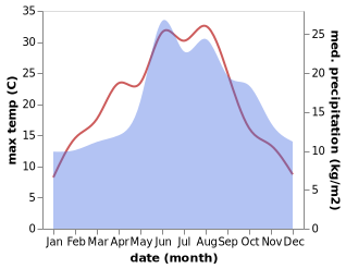 temperature and rainfall during the year in Klein Gusborn