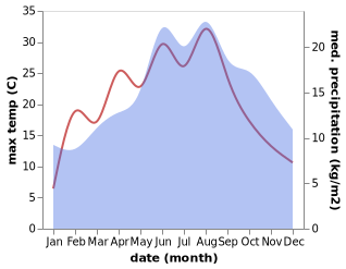 temperature and rainfall during the year in Bergneustadt