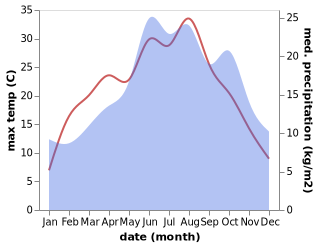 temperature and rainfall during the year in Ahlsdorf