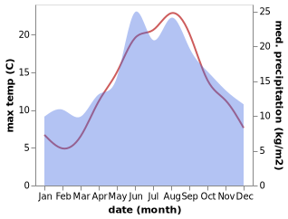 temperature and rainfall during the year in Barsbek