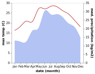 temperature and rainfall during the year in Ayia Anna