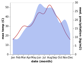 temperature and rainfall during the year in Achladochorion