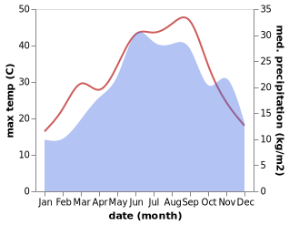 temperature and rainfall during the year in Adendron