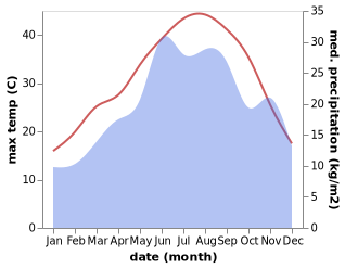 temperature and rainfall during the year in Neoi Epivaton