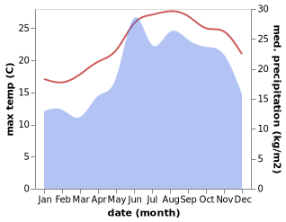 temperature and rainfall during the year in Agioi Theodoroi