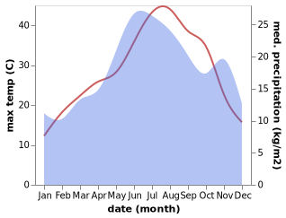 temperature and rainfall during the year in Nipsa