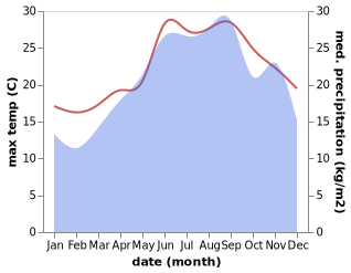 temperature and rainfall during the year in Agios Georgis