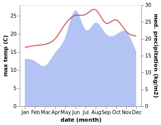 temperature and rainfall during the year in Toyrlos