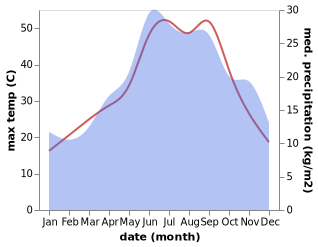 temperature and rainfall during the year in Ambelon