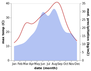 temperature and rainfall during the year in Csurgo