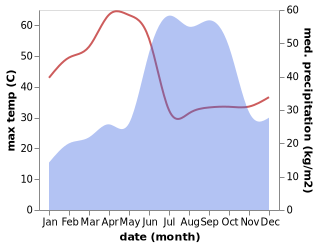 temperature and rainfall during the year in Bodhan