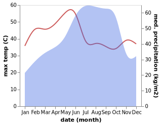 temperature and rainfall during the year in Korukollu