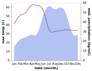 temperature and rainfall during the year in Narsingi