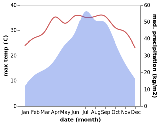 temperature and rainfall during the year in Basar