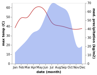 temperature and rainfall during the year in Amlagora