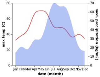 temperature and rainfall during the year in Barh