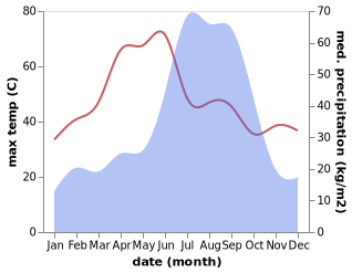 temperature and rainfall during the year in Bikramganj