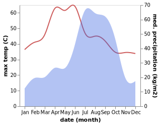 temperature and rainfall during the year in Bodh Gaya