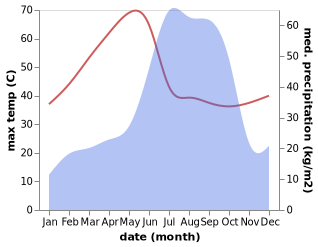 temperature and rainfall during the year in Simga