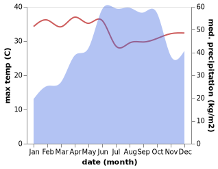 temperature and rainfall during the year in Cavelossim