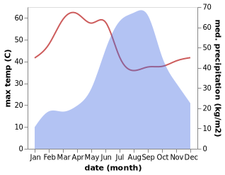 temperature and rainfall during the year in Amod