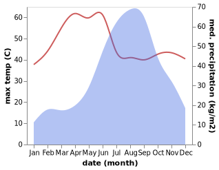 temperature and rainfall during the year in Sojitra