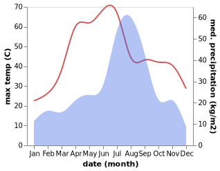 temperature and rainfall during the year in Jakhal