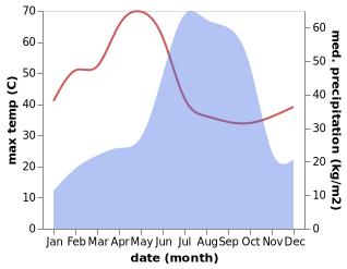 temperature and rainfall during the year in Dongargarh