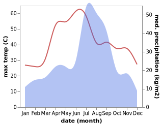 temperature and rainfall during the year in Gho Manhasan