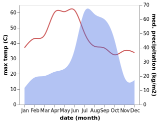 temperature and rainfall during the year in Daltonganj