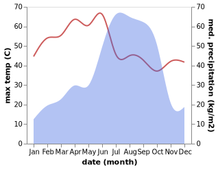 temperature and rainfall during the year in Pathardih