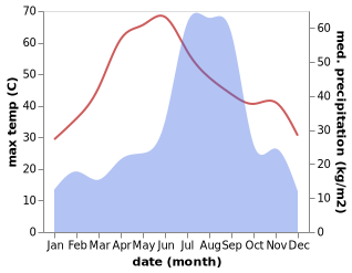 temperature and rainfall during the year in Ambah