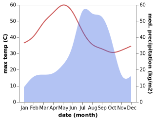 temperature and rainfall during the year in Burhar