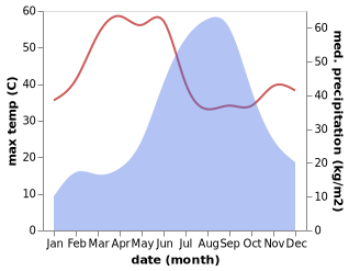 temperature and rainfall during the year in Jobat