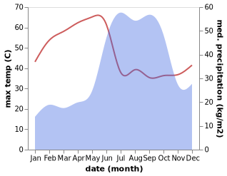 temperature and rainfall during the year in Ambad