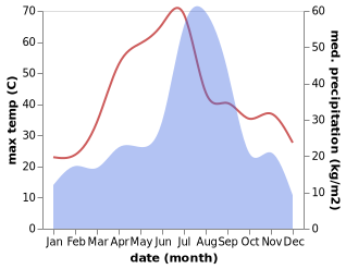 temperature and rainfall during the year in Banur