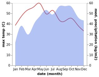 temperature and rainfall during the year in Alangudi