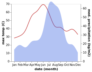 temperature and rainfall during the year in Fatehganj West