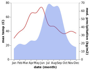 temperature and rainfall during the year in Surianwan
