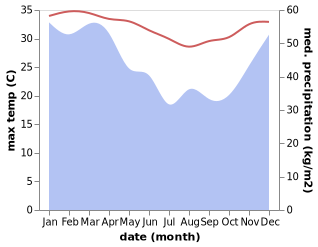 temperature and rainfall during the year in Ambian