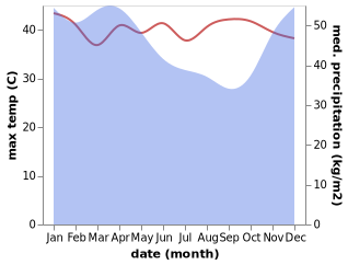 temperature and rainfall during the year in Mandalasari