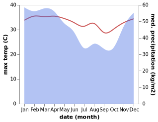 temperature and rainfall during the year in Batang