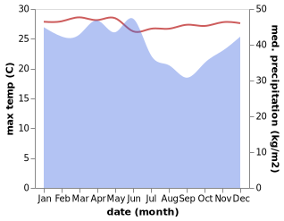 temperature and rainfall during the year in Tagolu