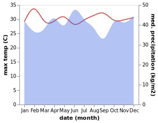 temperature and rainfall during the year in Tolitoli