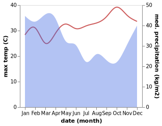 temperature and rainfall during the year in Asembagus