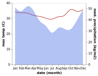 temperature and rainfall during the year in Pasembon