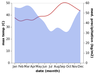 temperature and rainfall during the year in Rembes