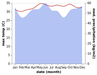 temperature and rainfall during the year in Salimbatu