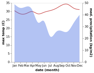 temperature and rainfall during the year in Baru Timur