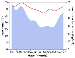 temperature and rainfall during the year in Kupang